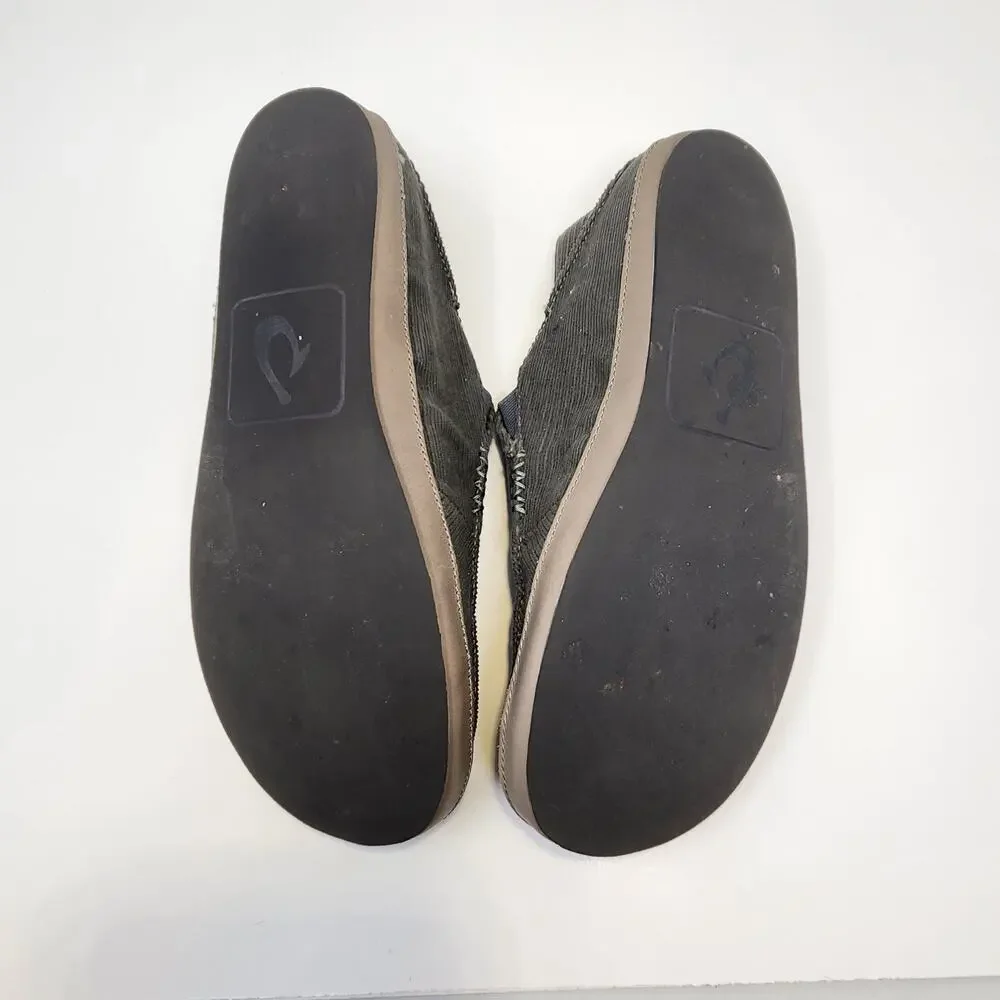 Olukai Moloa Ie Olive Green Courduroy Slippers Men Size 11 Leisure House Shoes